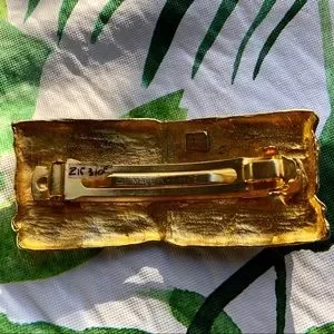 Delphine Nardin Gold Hair Barrette Wearable Art Made in France Gold Barrette - Etsy main image 4